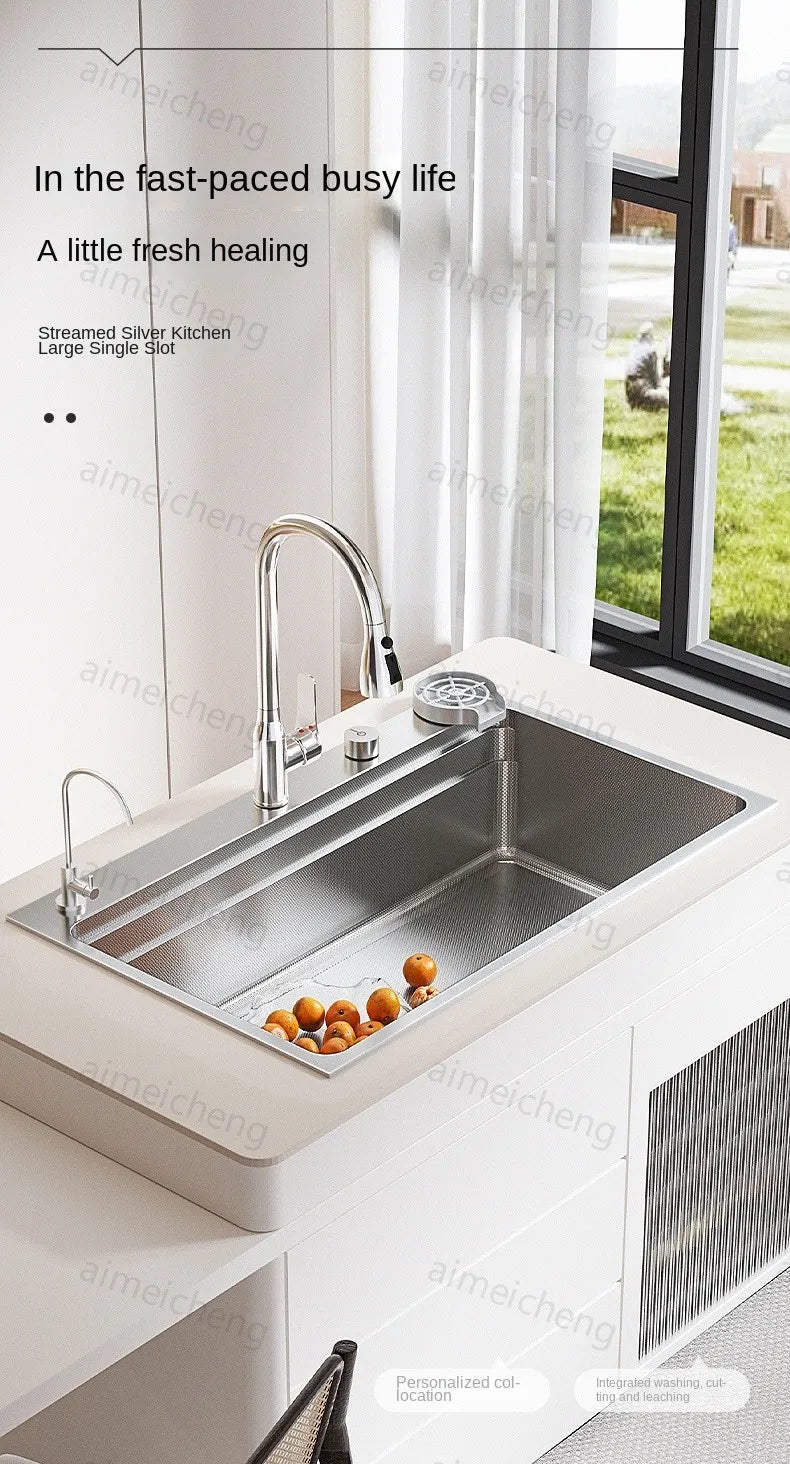 304 Stainless Steel Sink Silver Large Slot Wash