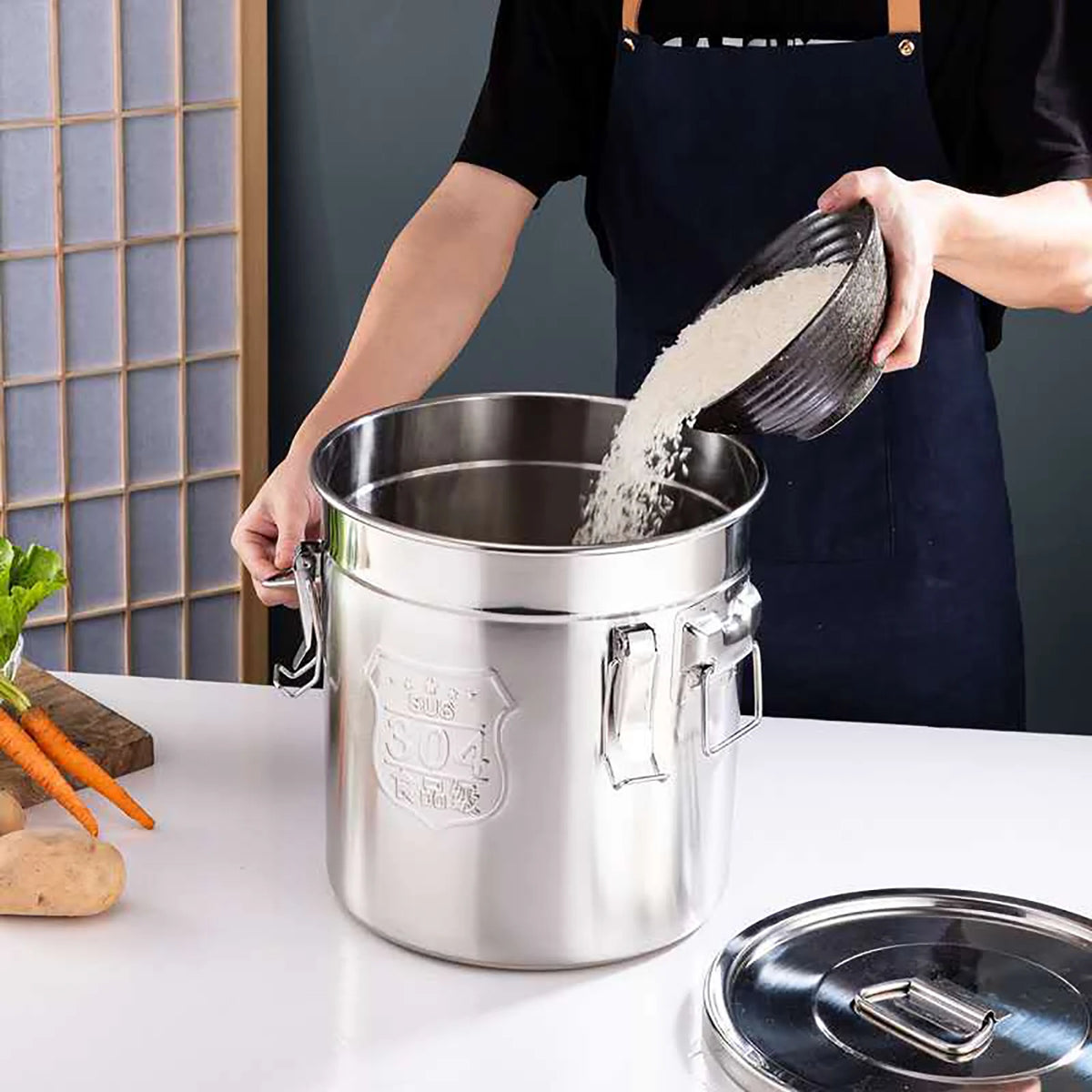 6l/12l Stainless Steel Cereal Container Rice Oil Storage