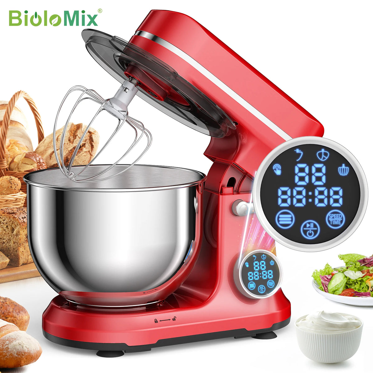 Biolomix Food Stand Mixer 1200w 11-Speeds Dc Motor