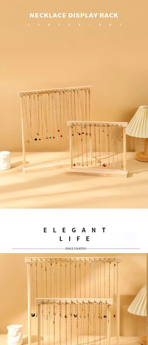Jewelry Organizer Display Stand Wood Necklace Hanging Countertop