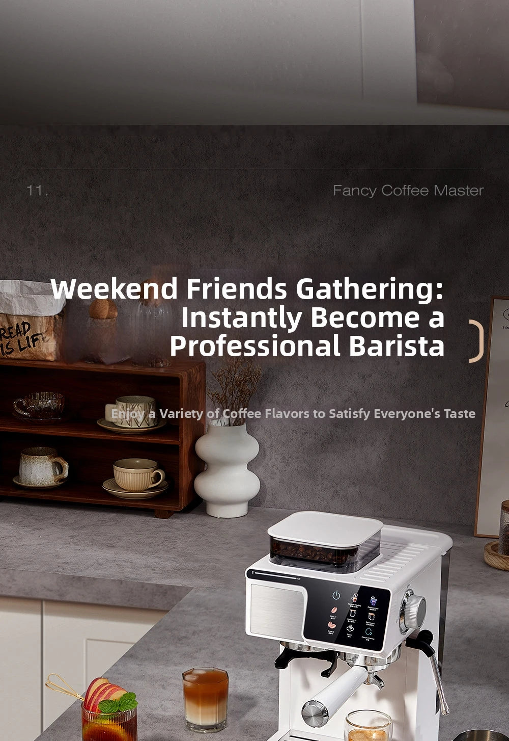 2-In-1 Cold & Coffee Maker Built-In Grinder &