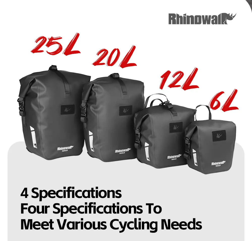 Rhinowalk Bicycle Pannier Bag Waterproof 6l 12l 20l