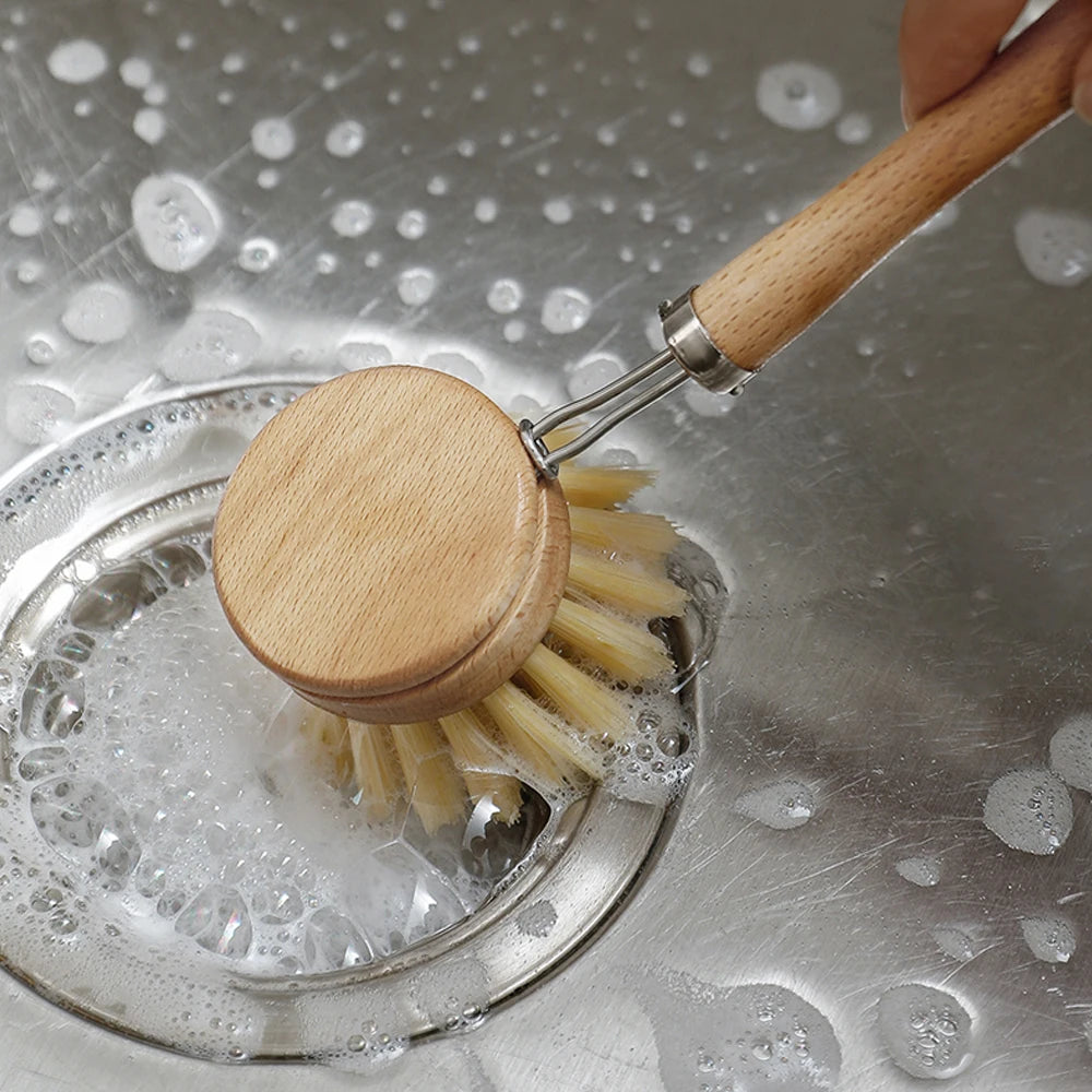 Wooden Dish Brush with Natural Sisal and Coconut Durable Portable Kitchen Cleaning Brush Eco Friendly Zero Waste