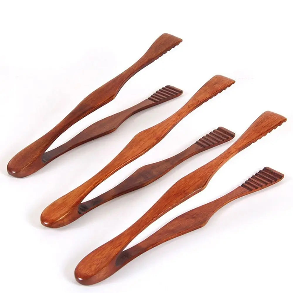 Utensil Wooden Tongs Anti-Slip Handle Salad Bacon Steak