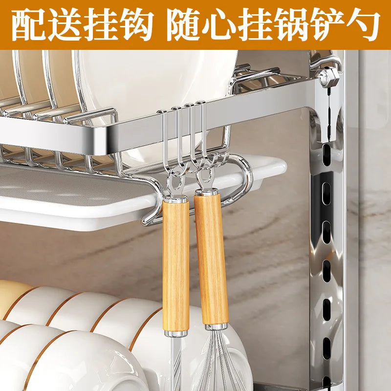 Stainless Steel Dish Dryer Station Built-In Cutting Board