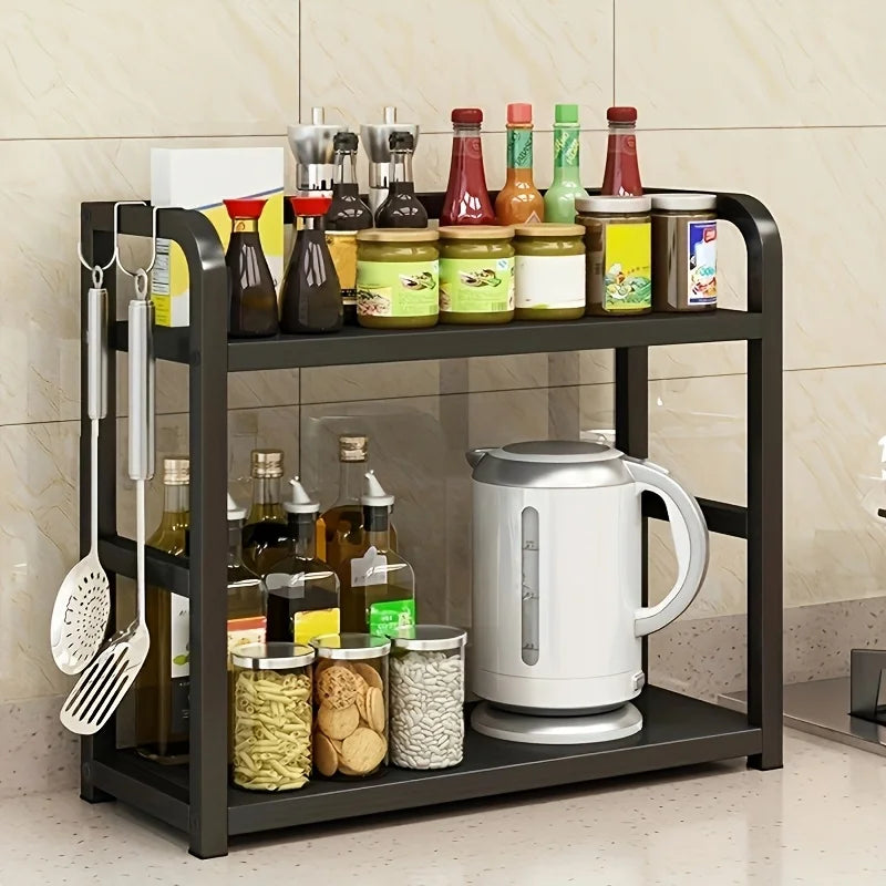 1pc 2-Tier Metal Countertop Shelf - Space Saving