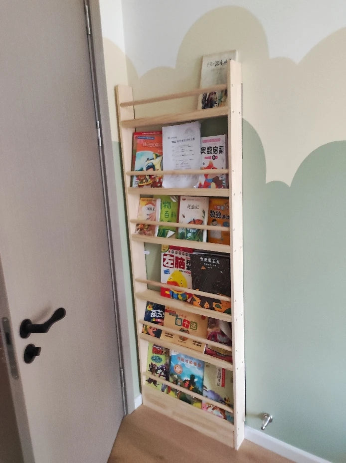 Solid Wood Narrow Bookshelf Door Backspace Saver Children