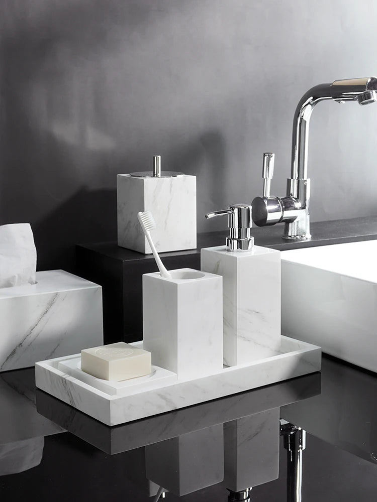 Volakos White Natural Marble Bathroom Soap Dispenser Soap