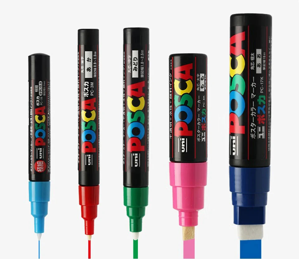 Uni Posca Markers Colors Pc-1m/3m/5m Acrylic Gift Box