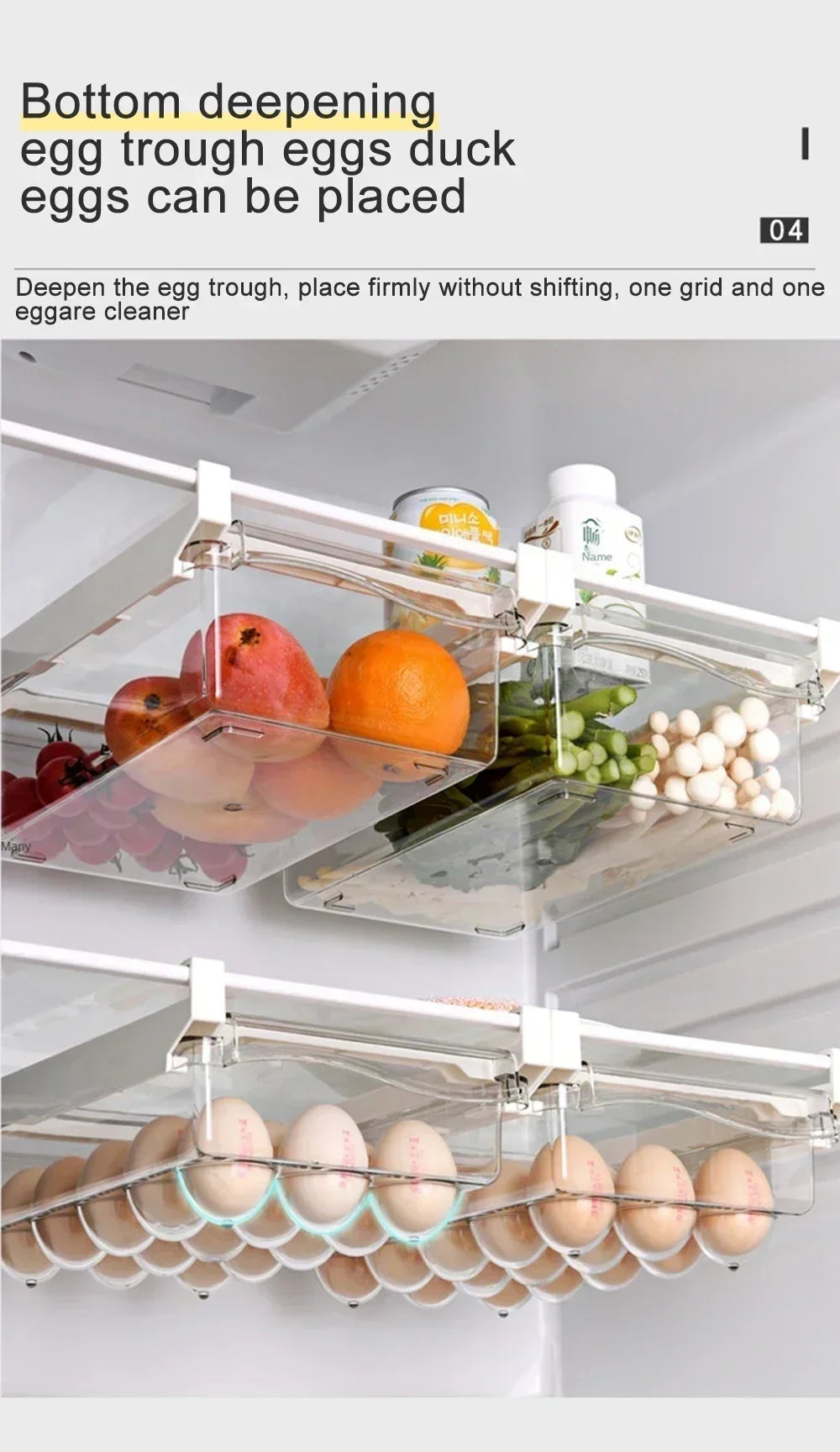 Transparent Fridge Organizer Fruit Egg Refrigerator Storage Box