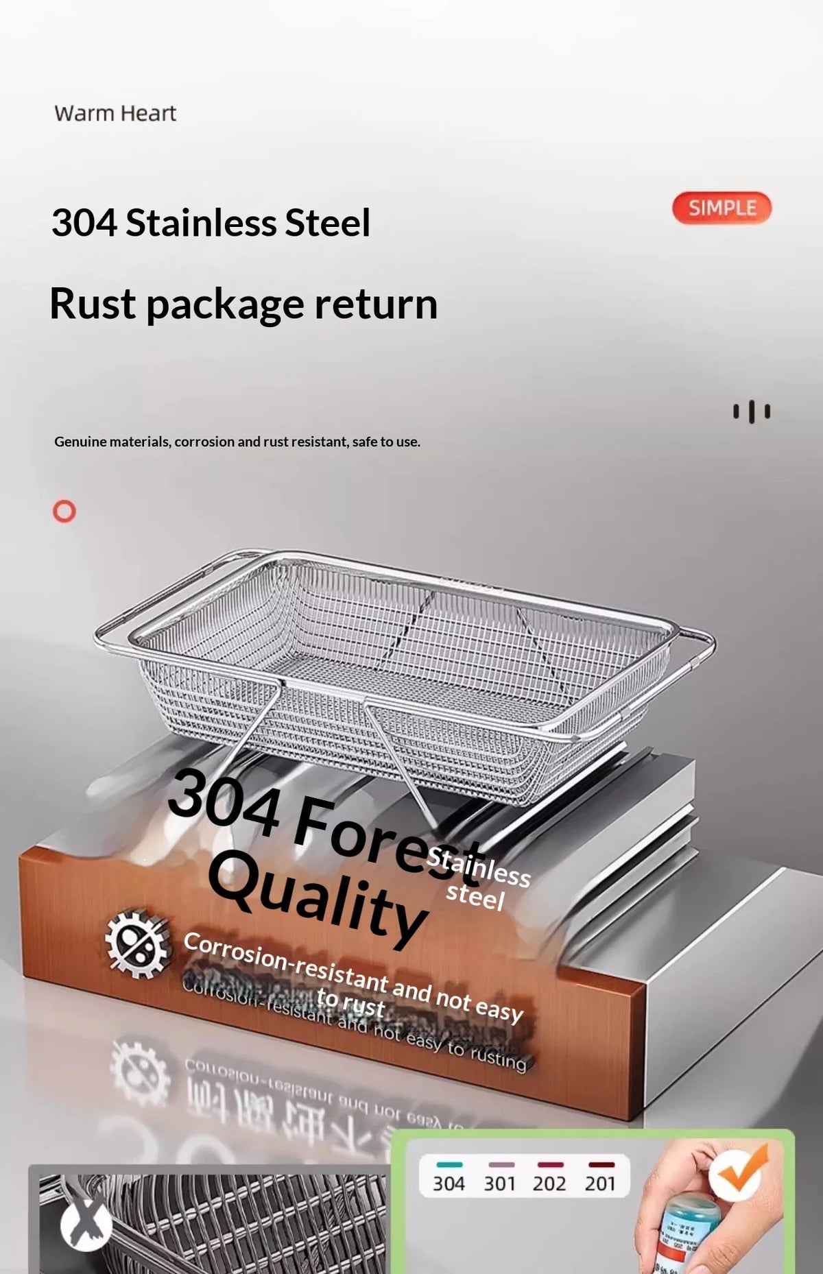 Expandable Stainless Steel Drain Basket 304 Grade Retractable