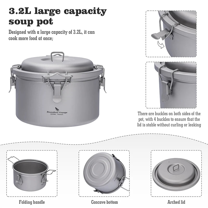 Boundless Voyage Camping Rice Cooker Titanium Pot Cooker