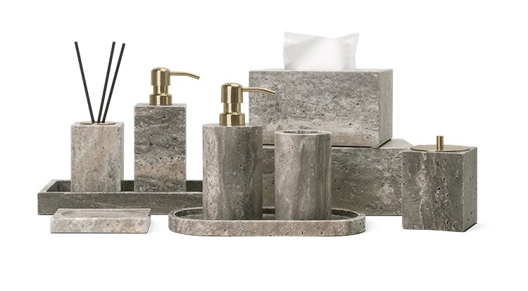 Grigio Travertino Bathroom Sets Vintage Marble Soap Holder