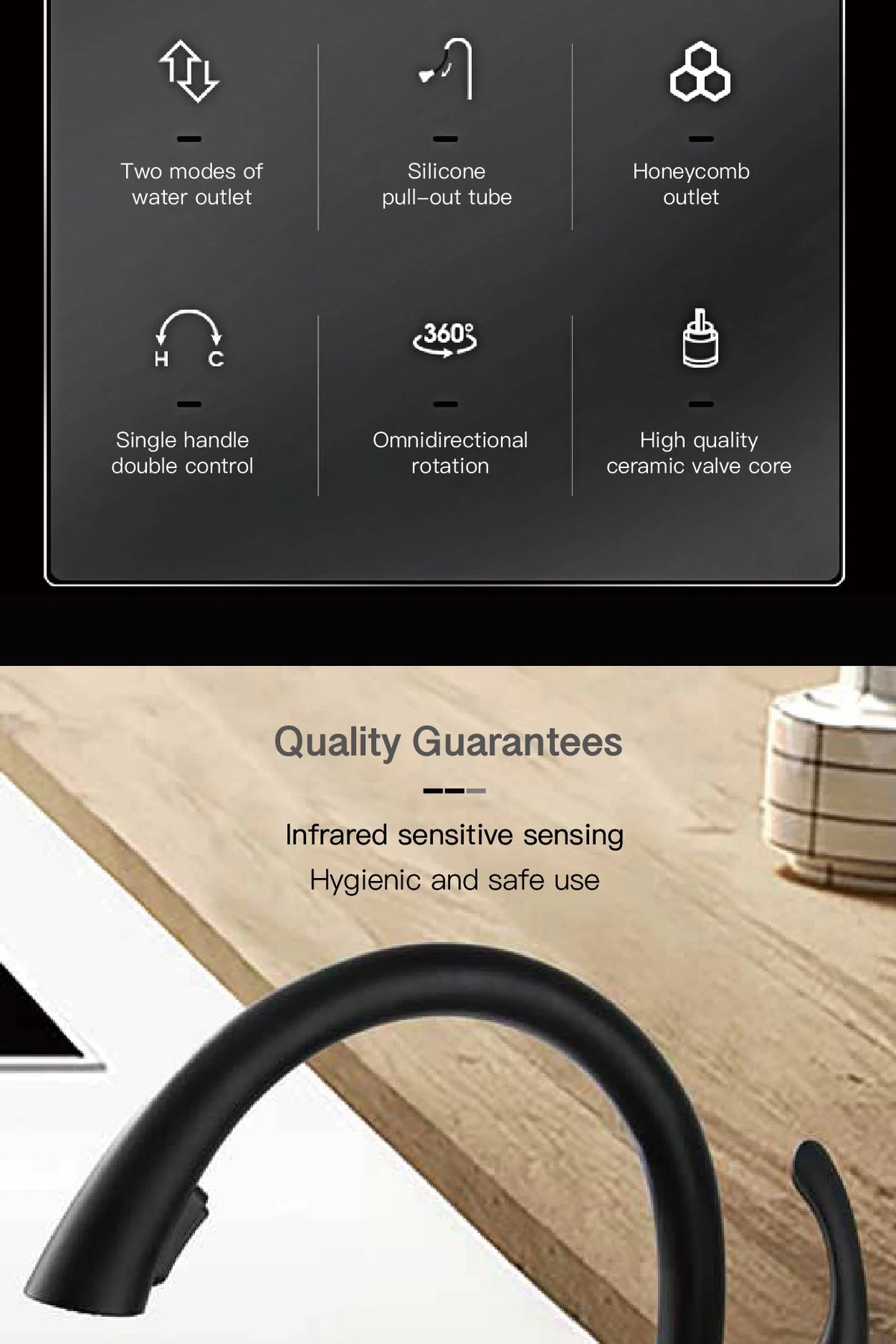 Aitana Simple Design Brass Black Faucet Modern Handle