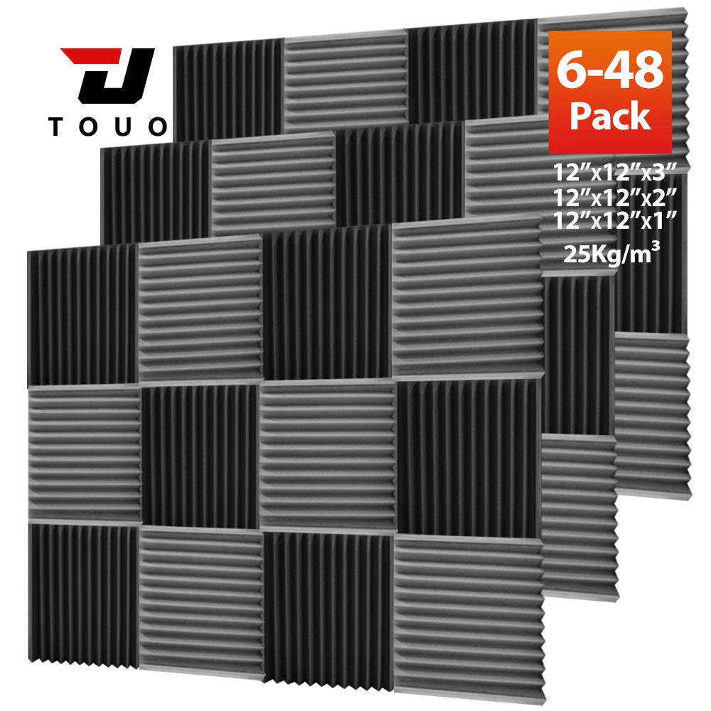 Touo Panel Soundproofing 6-48 Pack Studio Acoustic Foam
