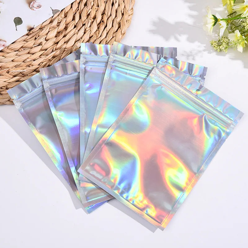 10-200pcs Laser Ziplock Bag Necklace Earrings Jewelry Gift