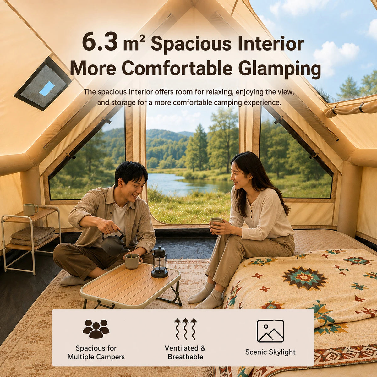 Sonuto 3m Air Tent 4-6 Person Stove Jack