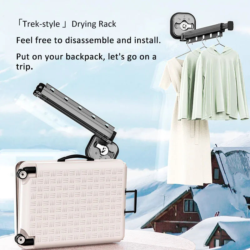 Pc No Punching Wall Mounted Clothes Hanger Retractable