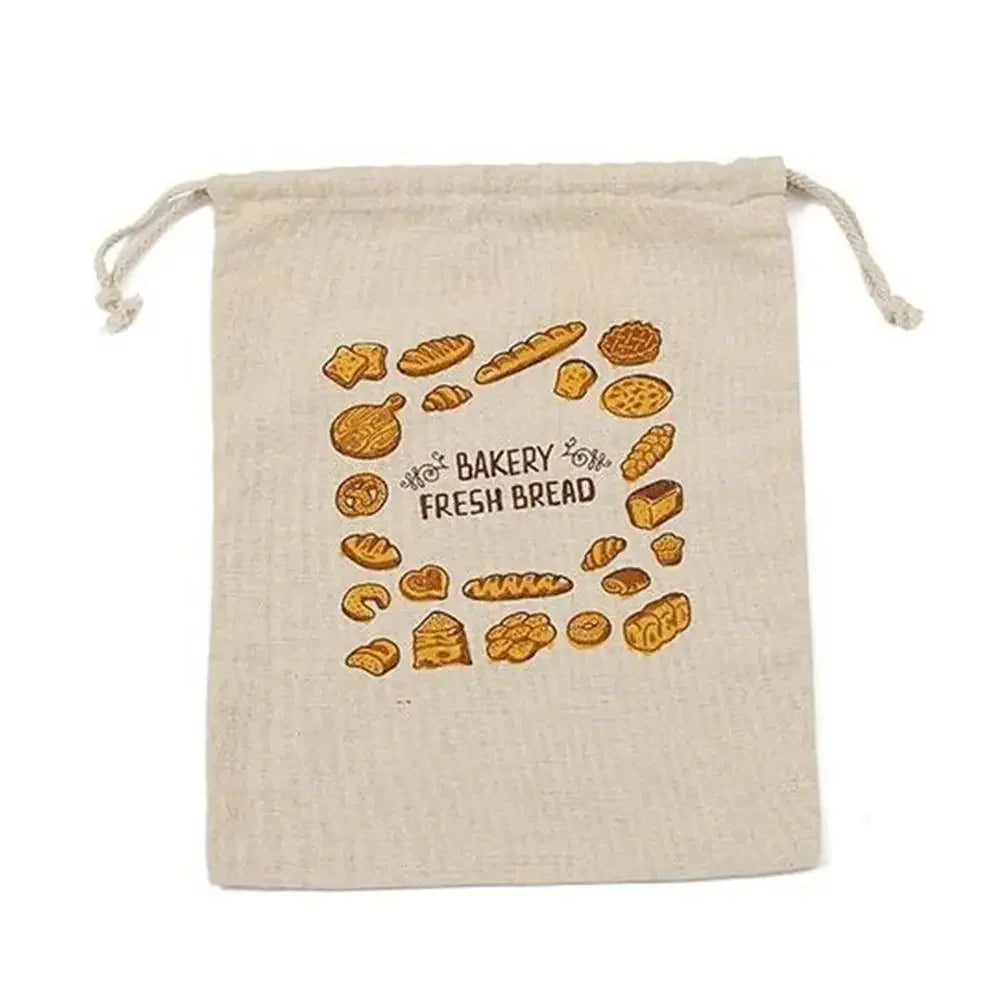 Linen Bread Bags Reusable Drawstring Large Washable Storage