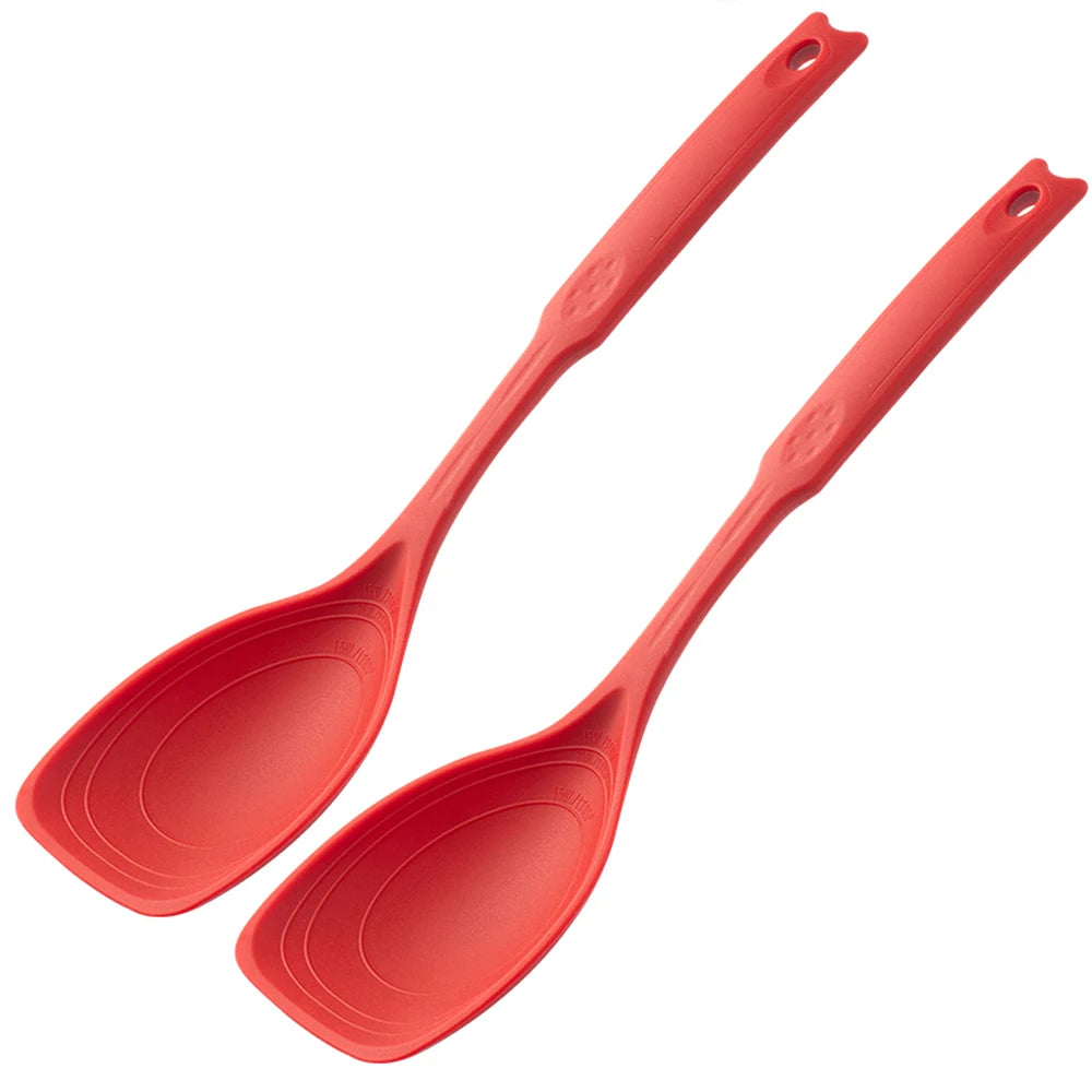 2pcs Silicone Spoon Multi-Use Hold Comfortable Non-Slip Round