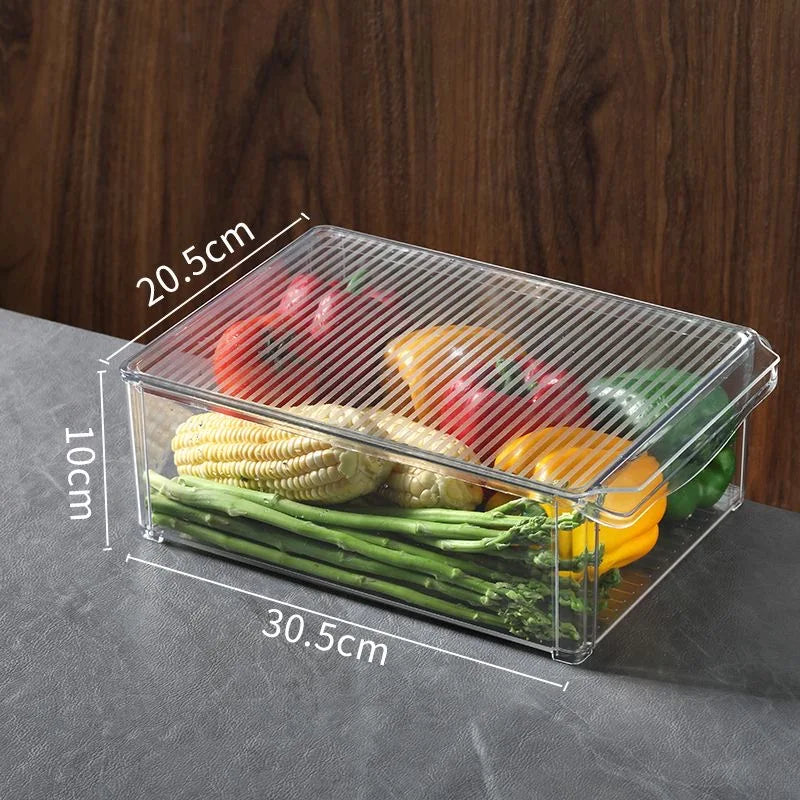 Fridge Organizer Stackable Refrigerator Organizer Bins Lids Clear