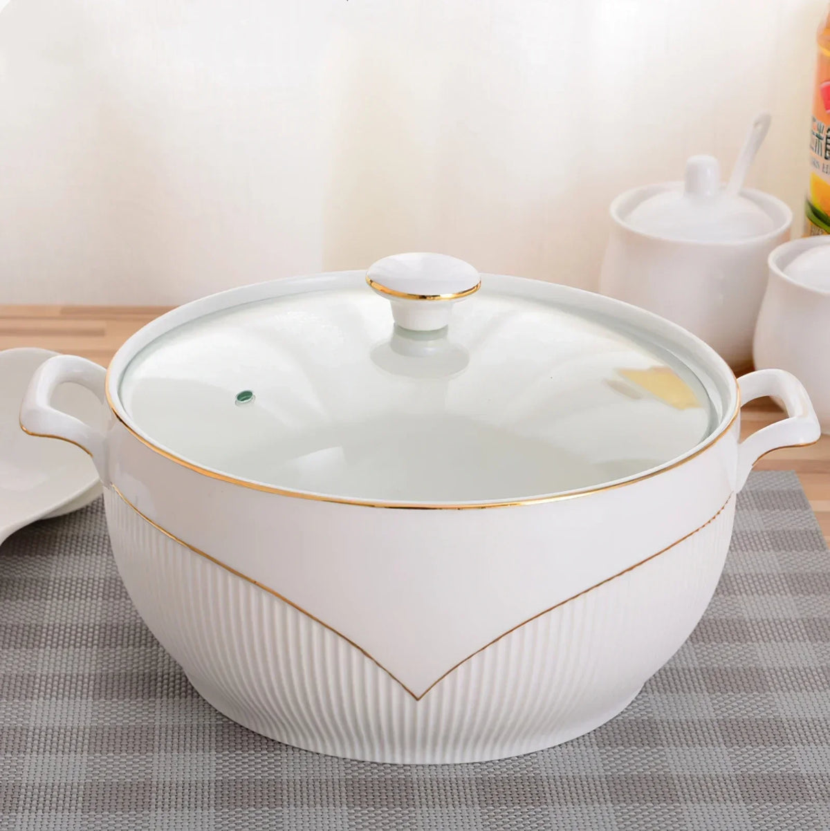 Ceramic Soup Pot White Round Nordic Phnom Penh