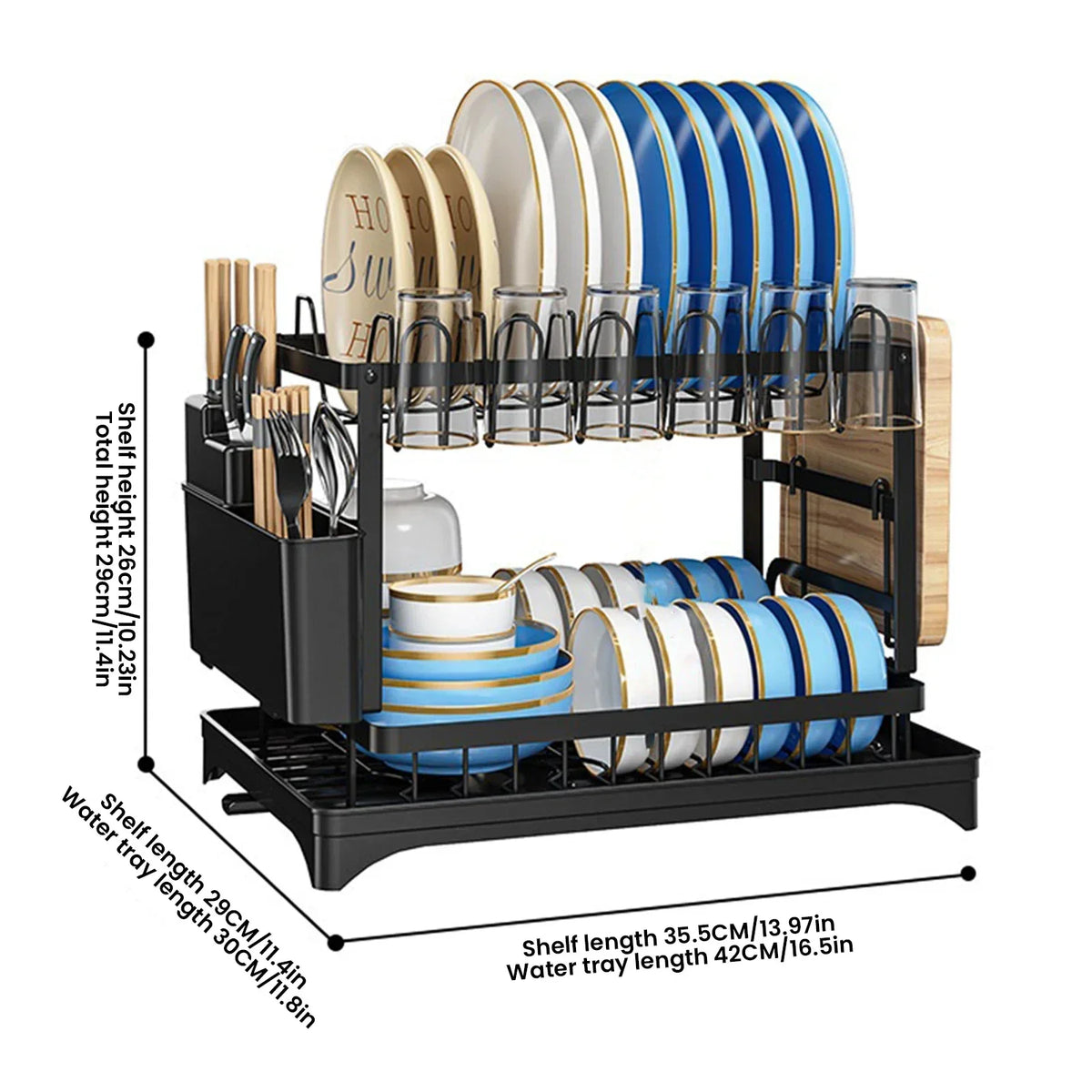 Tier Stainless Steel Dish Drying Rack Drainboard Tableware