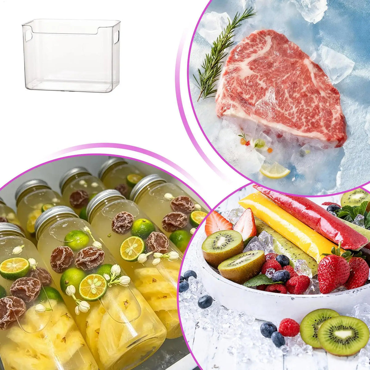 Stackable Clear Refrigerator Organizer Bins Freezer Pantry Food