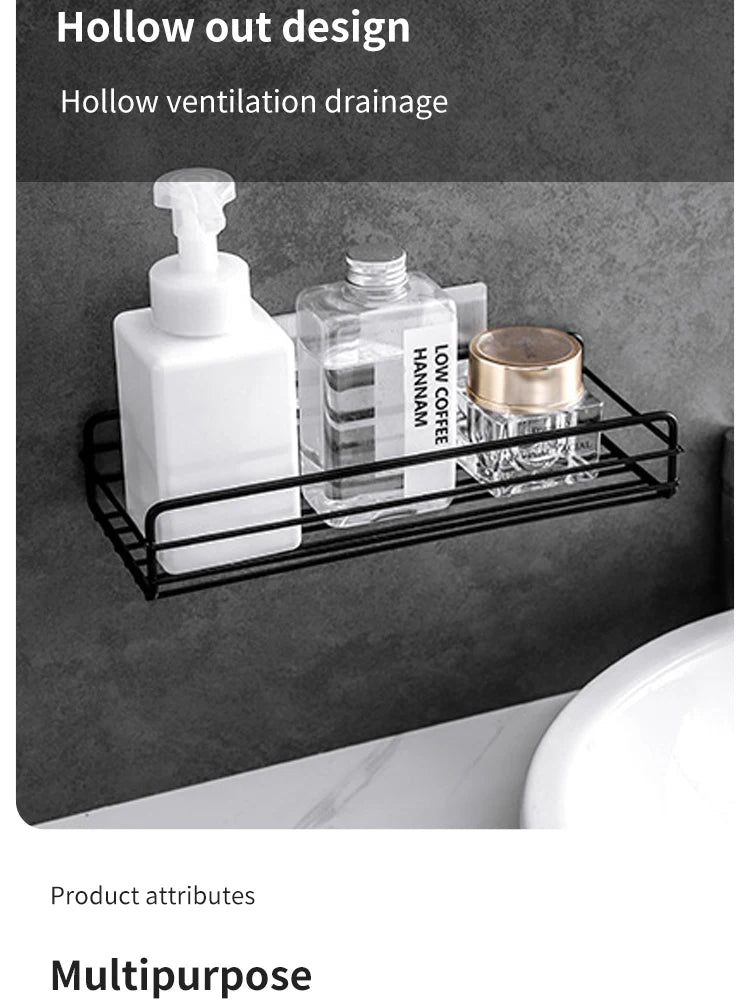Bathroom Storage Rack Organizer Shelf Black Shelves Corner