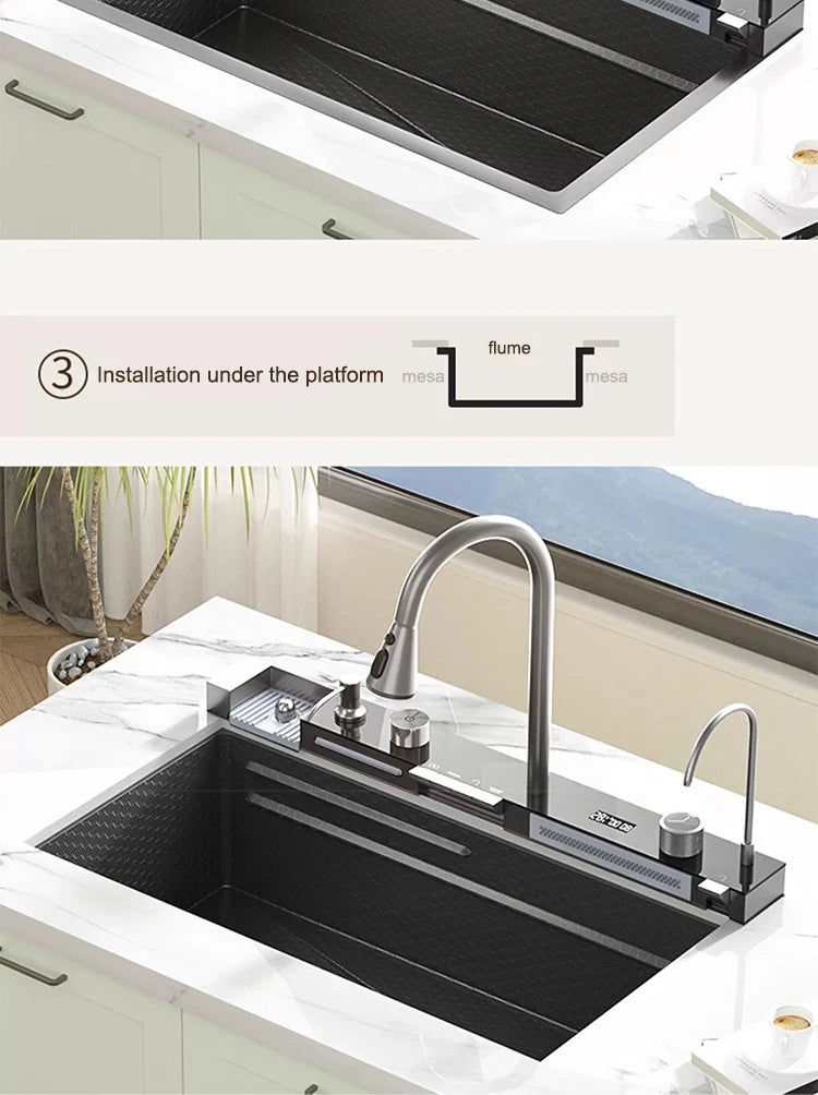 Sinks Stainless Steel Waterfall Sink Includes 120 50