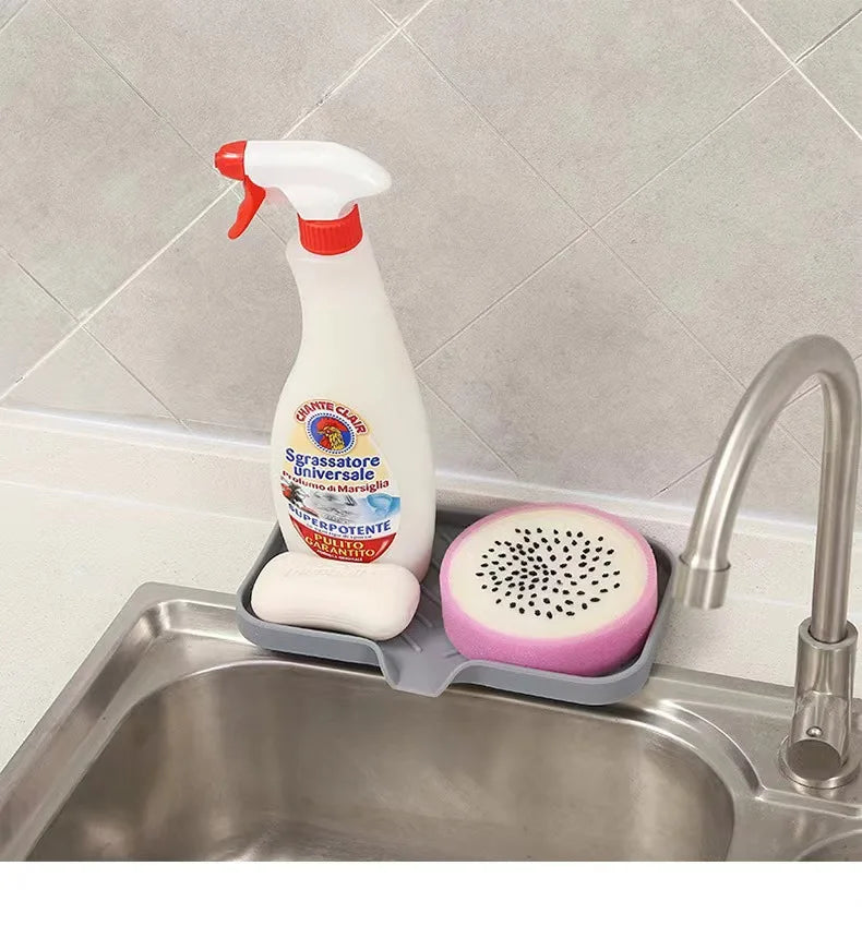 Sink Silicone Tray Drain Soap Sponge Storage Holder