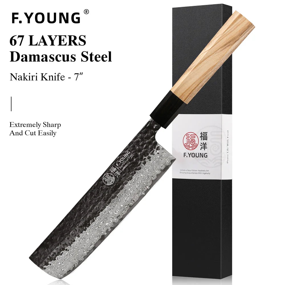 Young Damascus Steel Knives Japanese Hand Forged Chef