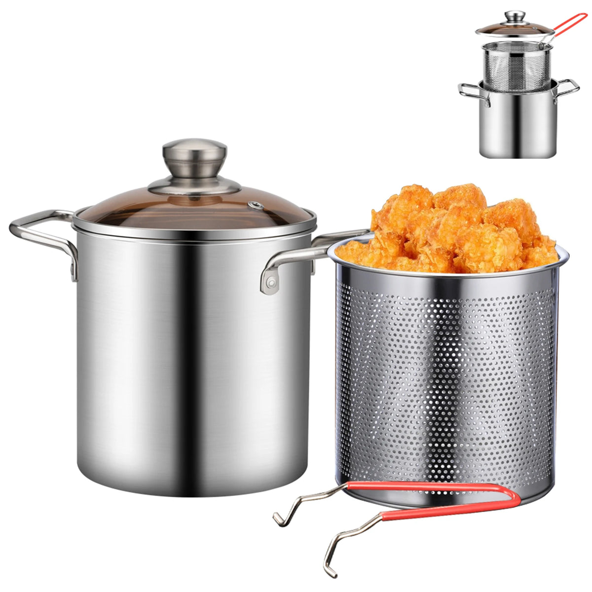 Deep Frying Pot Stainless Steel Fryer Pan Fry