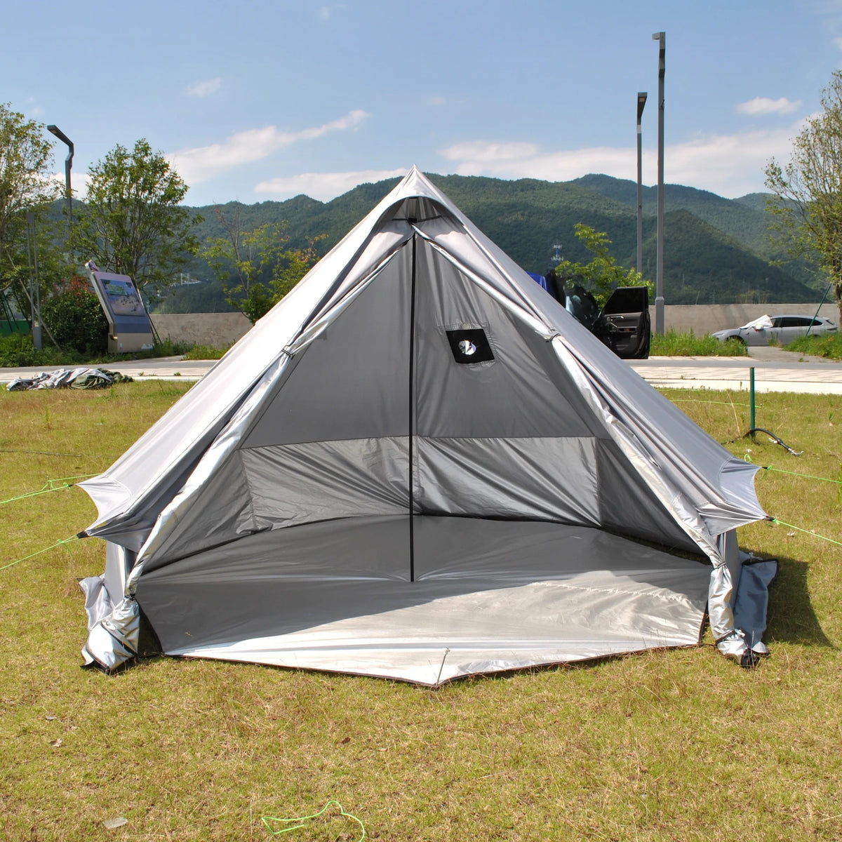 Person Large Pyramid Tent Four Seasons Camping Chimney