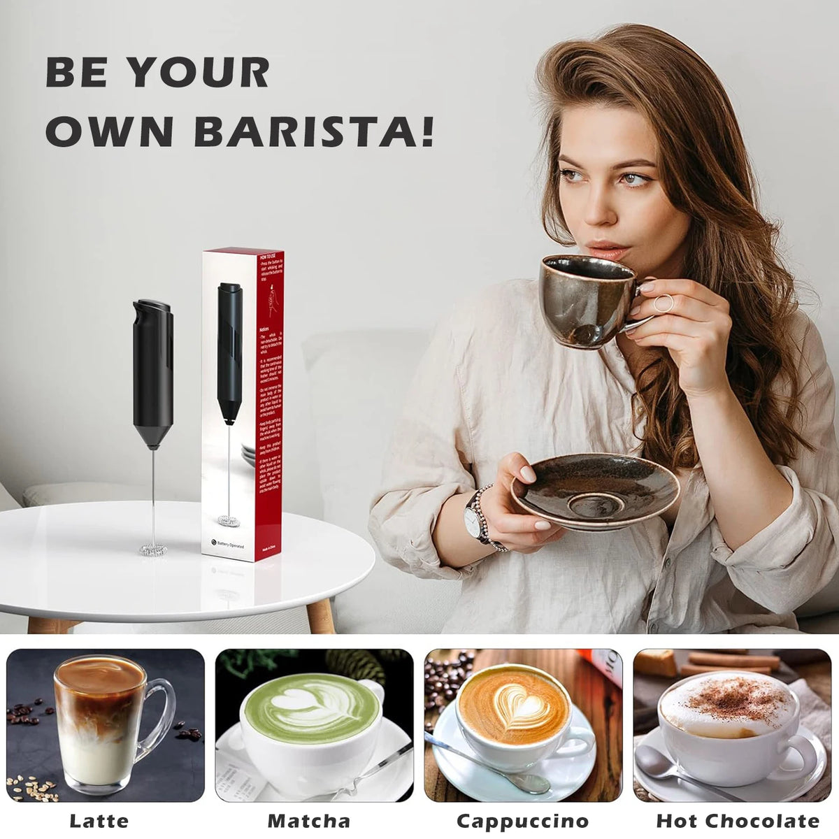 Electric Milk Foamer Coffee Whisk Mixer Mini Frother