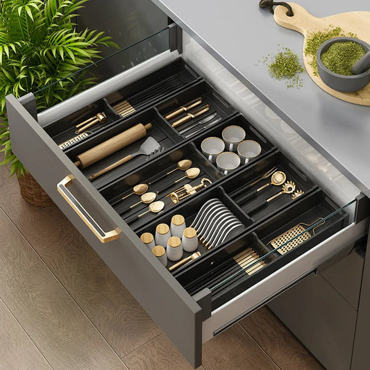 Adjustable Dish Rack Under Cabinet Drawer Spoon Chopsticks