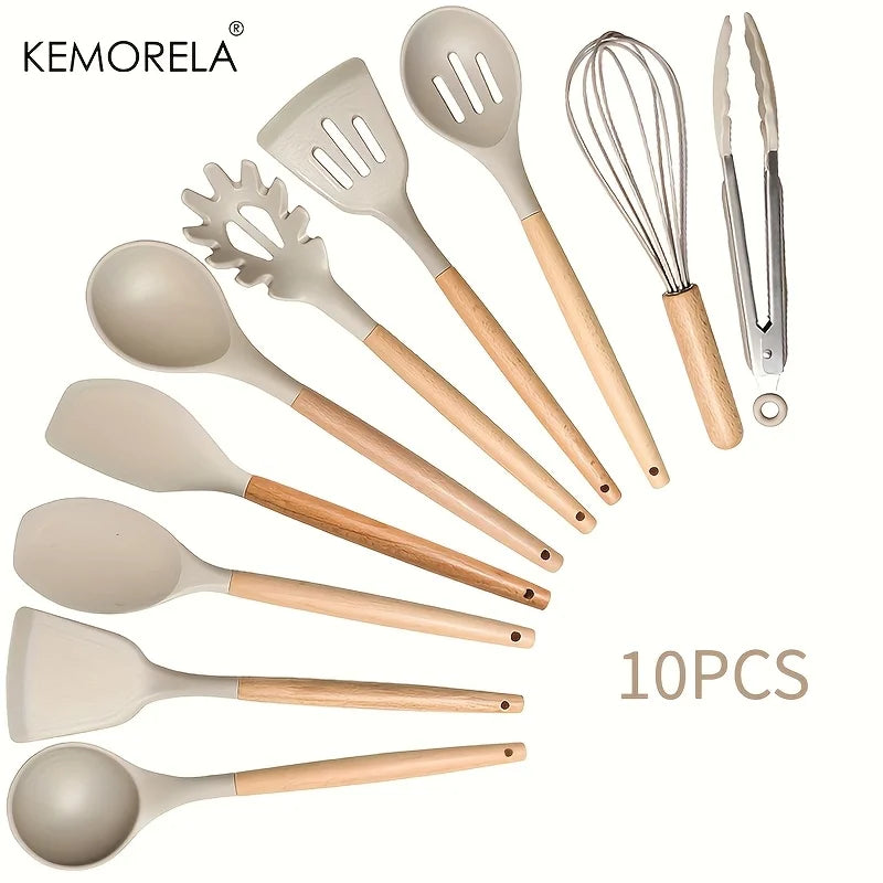Kemorela 10pc Silicone Cooking Utensils Heat Resistant Non-Stick