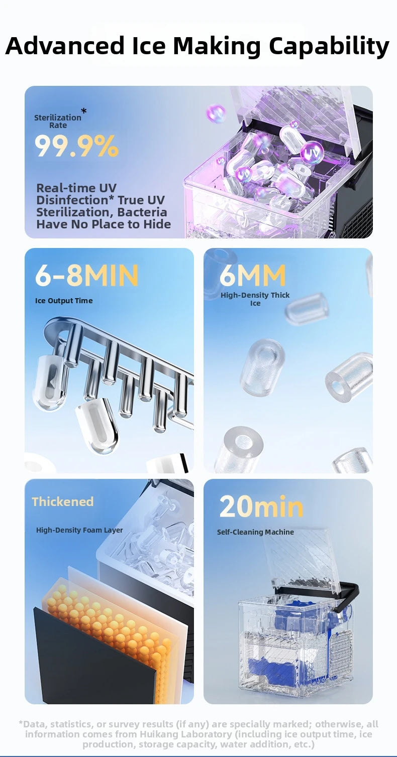 15kg/Day Automatic Ice Maker Machine Compact Home/Dorm/Outdoor