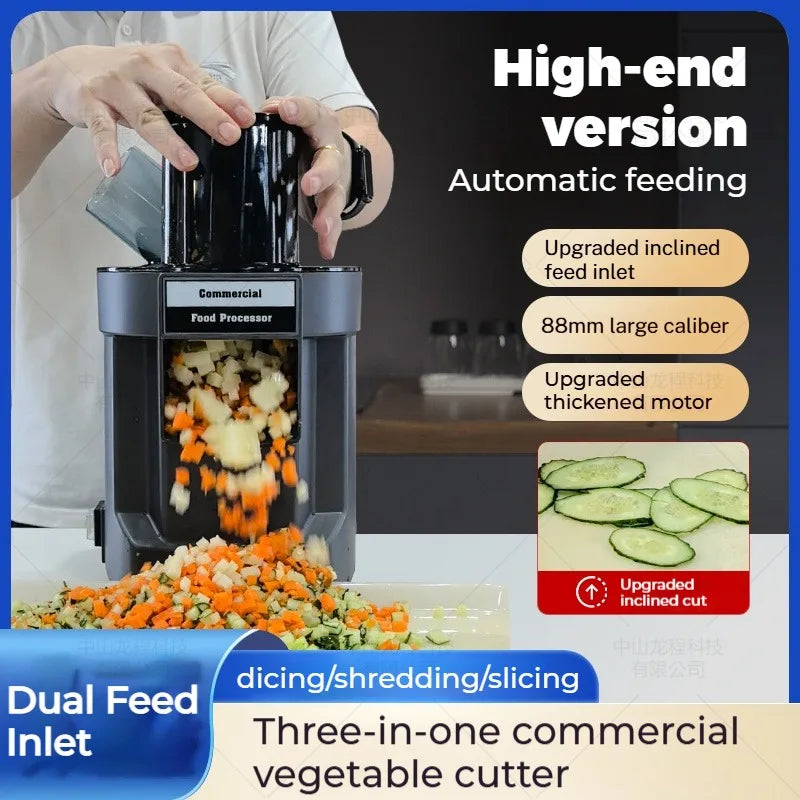 220v 3-In-1 Vegetable Cutter Dual Feeder Newly Upgraded
