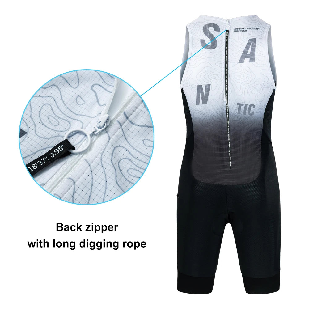 Santic Men Triathlon Cycling Suits Sleeveless Sponge Padded
