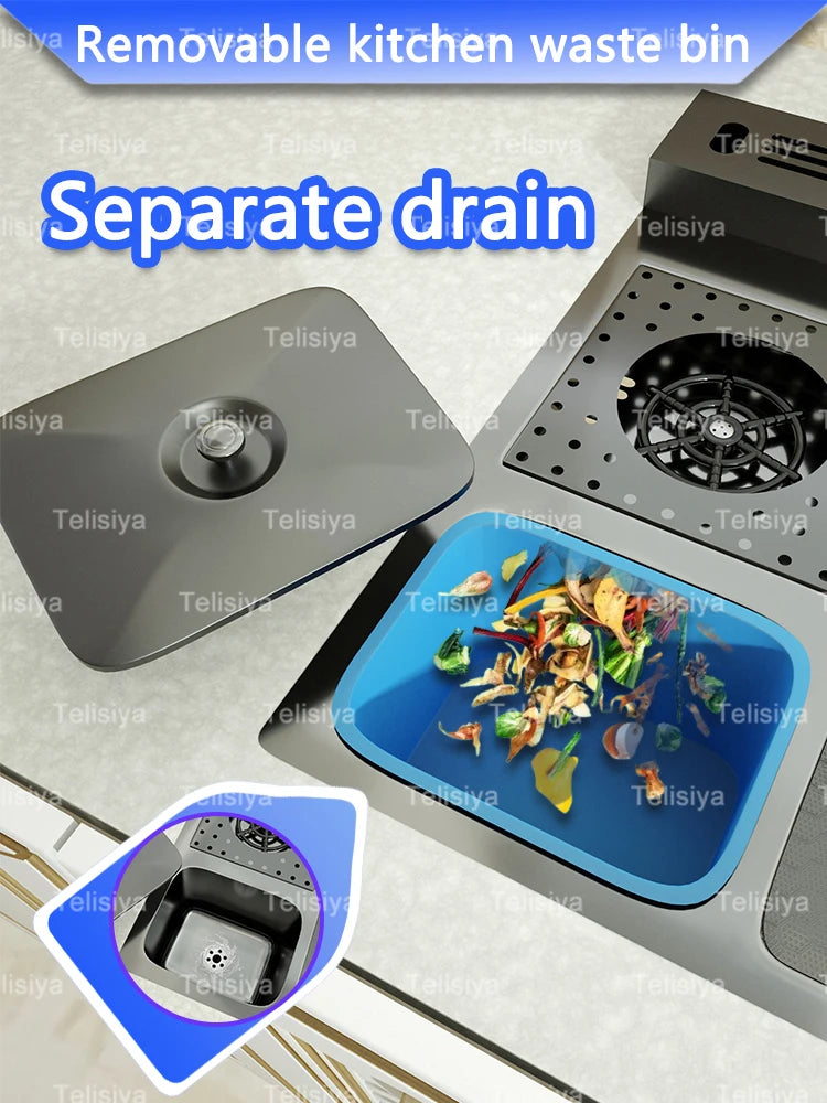 Stainless Steel Sink Trash Can Embossed Wash Basin