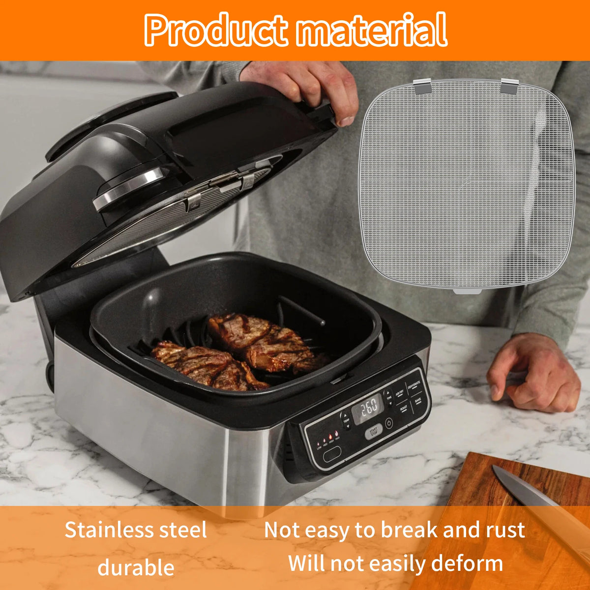 Air Fryer Fine Mesh Splash Cover Stainless Steel