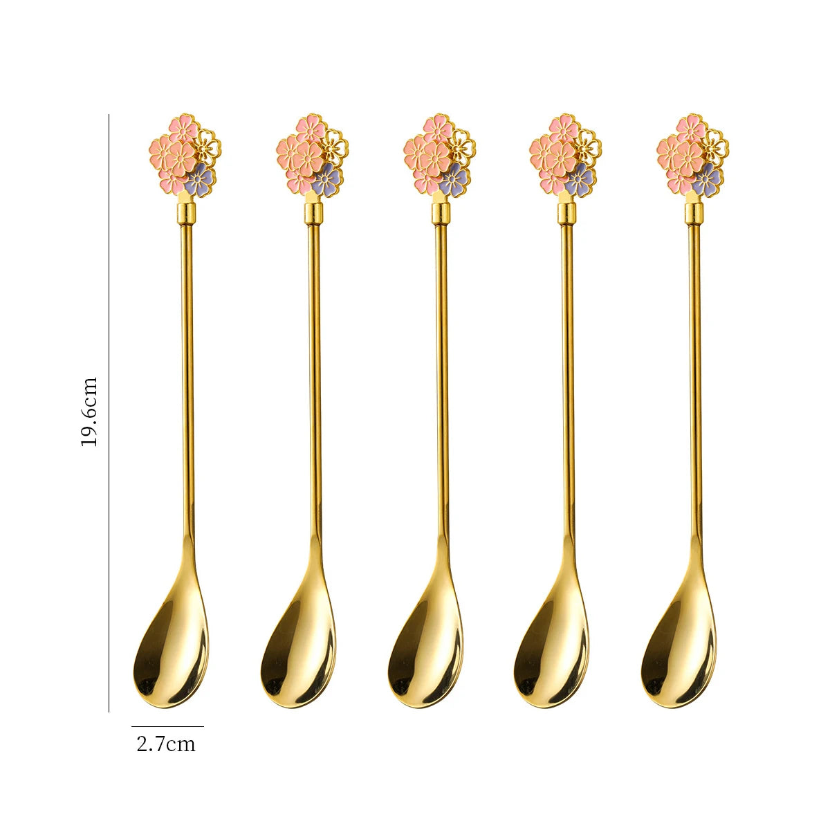5-Pack 304 Stainless Steel Spoons Japanese Cherry Blossom