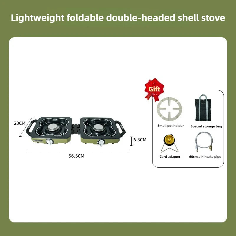 Buerk Camping Stove Double Burner High Firepower Folding