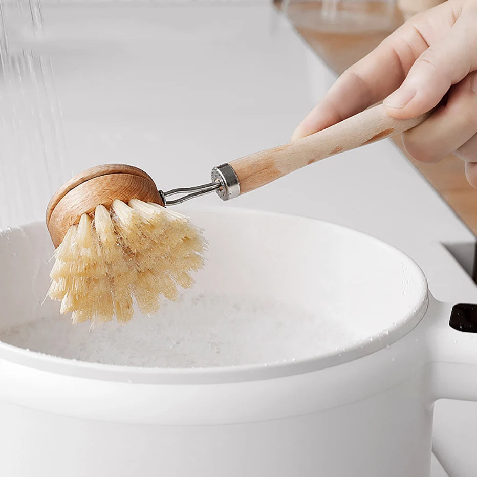 Bamboo Cleaning Brush Natural Dishes Pots Pans Sink