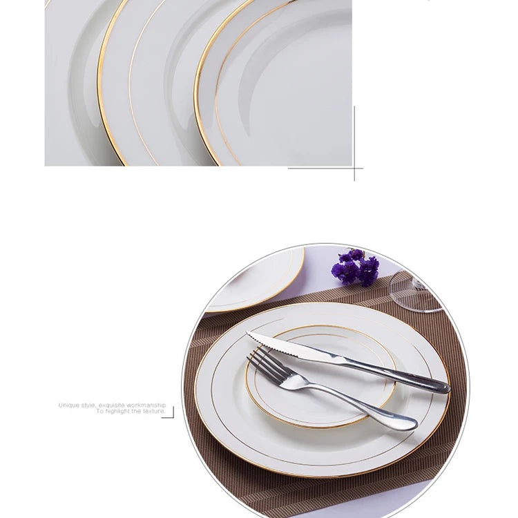 White Porcelain Dinner Plate Light Luxury Food Disk