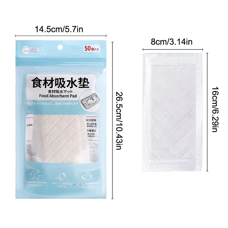 50pcs Rapid Absorbent Pads Meat Fish Poultry Produce