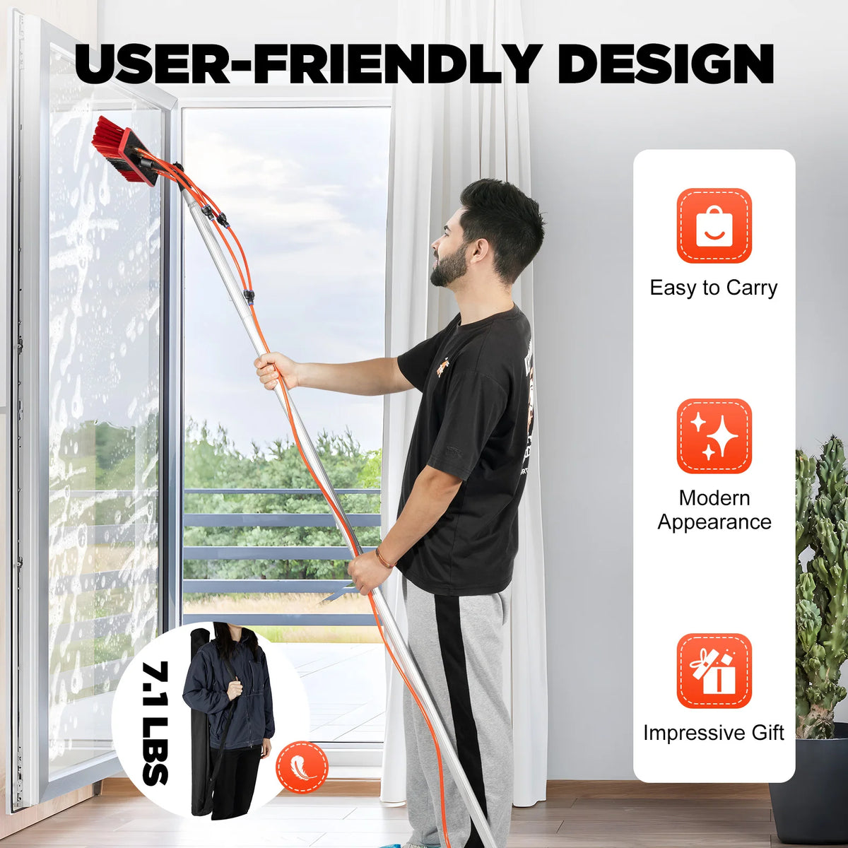 92m Solar Panel Cleaning Brush&Pole Adjustable Water Fed