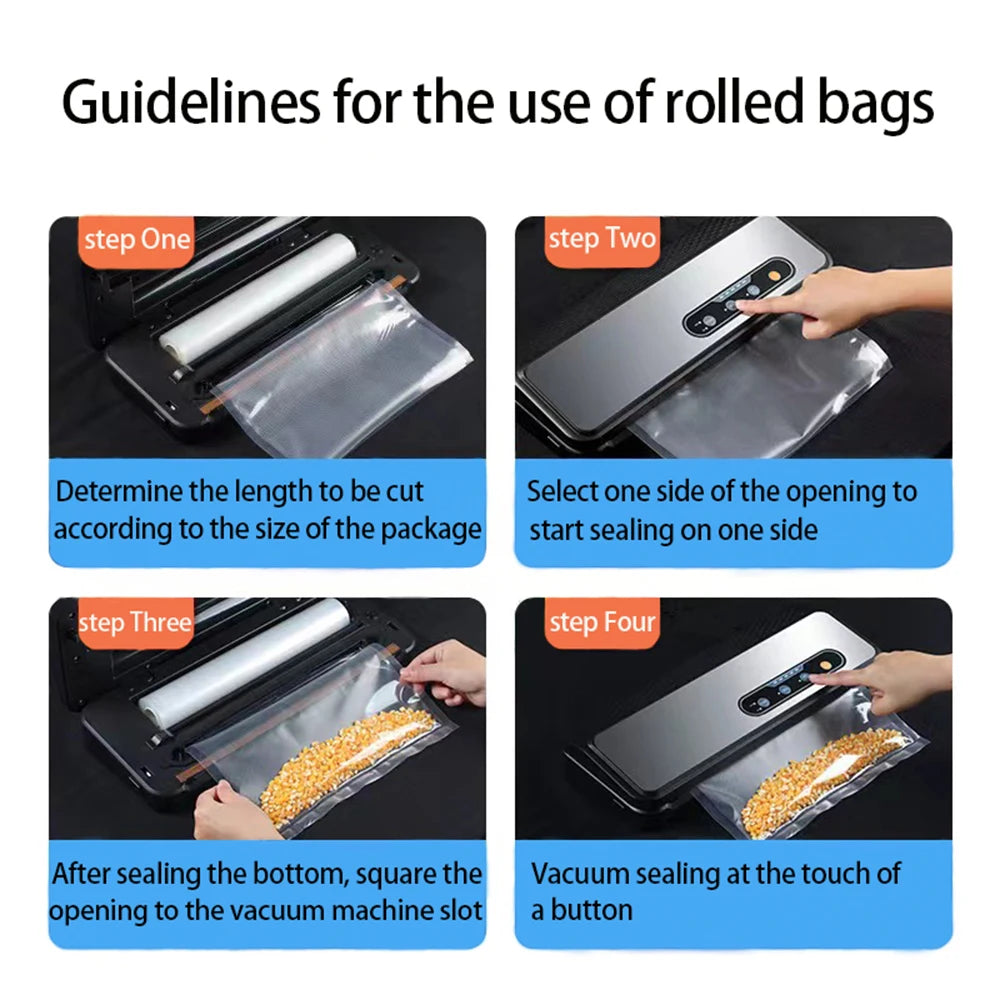 Rolls Vacuum Bags Food 500cm Per Roll Reusable