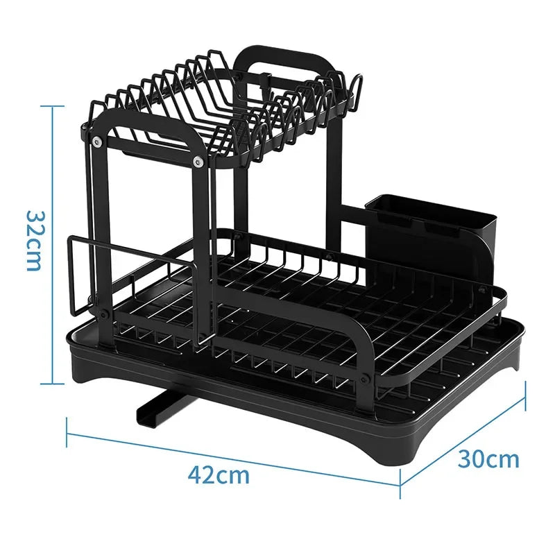 Tier Dish Drying Rack Drainboard Space Saving Countertop